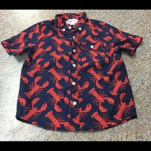 Old Navy navy red lobster print shirt sz 6-7 EUC